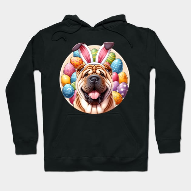 Chinese Shar-Pei with Bunny Ears Enjoys Easter Delight Hoodie by ArtRUs